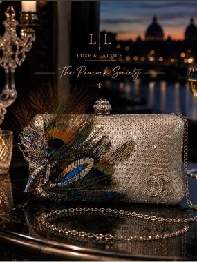 Crystal Peacock Society feather-CC-Swarovski Crystal Handbag Luxe & Lattice